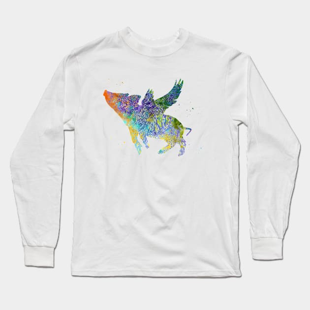 Flying Pig Long Sleeve T-Shirt by erzebeth